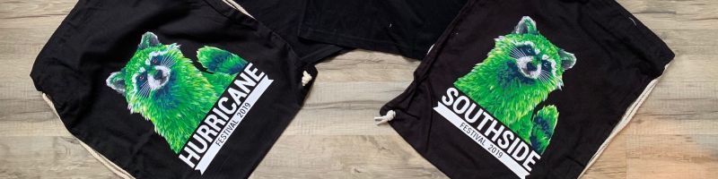 Gewinnt Shirts und Beutel vom Hurricane und Southside