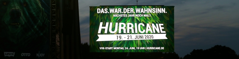 Hurricane gibt Headliner für 2020 bekannt und startet Vorverkauf