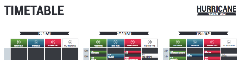 Timetable fürs Hurricane steht fest
