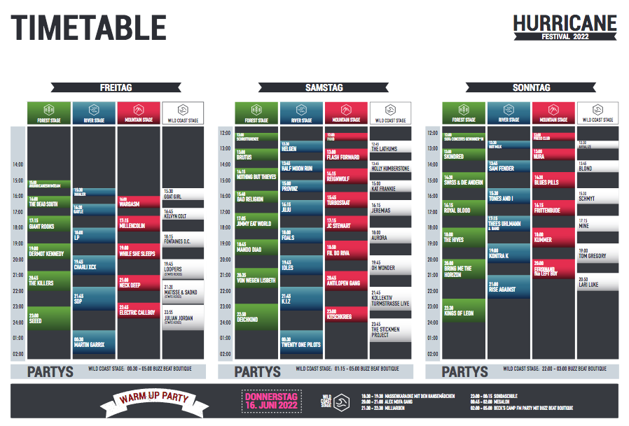 Timetable fürs Hurricane steht fest HBPeople.de